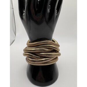 Large Retro Layered Gold Tone Snake Chain Bracelet Magnet Closure Safety Chain